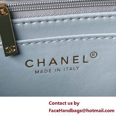 Chanel Grained Calfskin  &  Gold-Tone Metal Flap Bag with Top Handle AS4712 Light Blue 2025